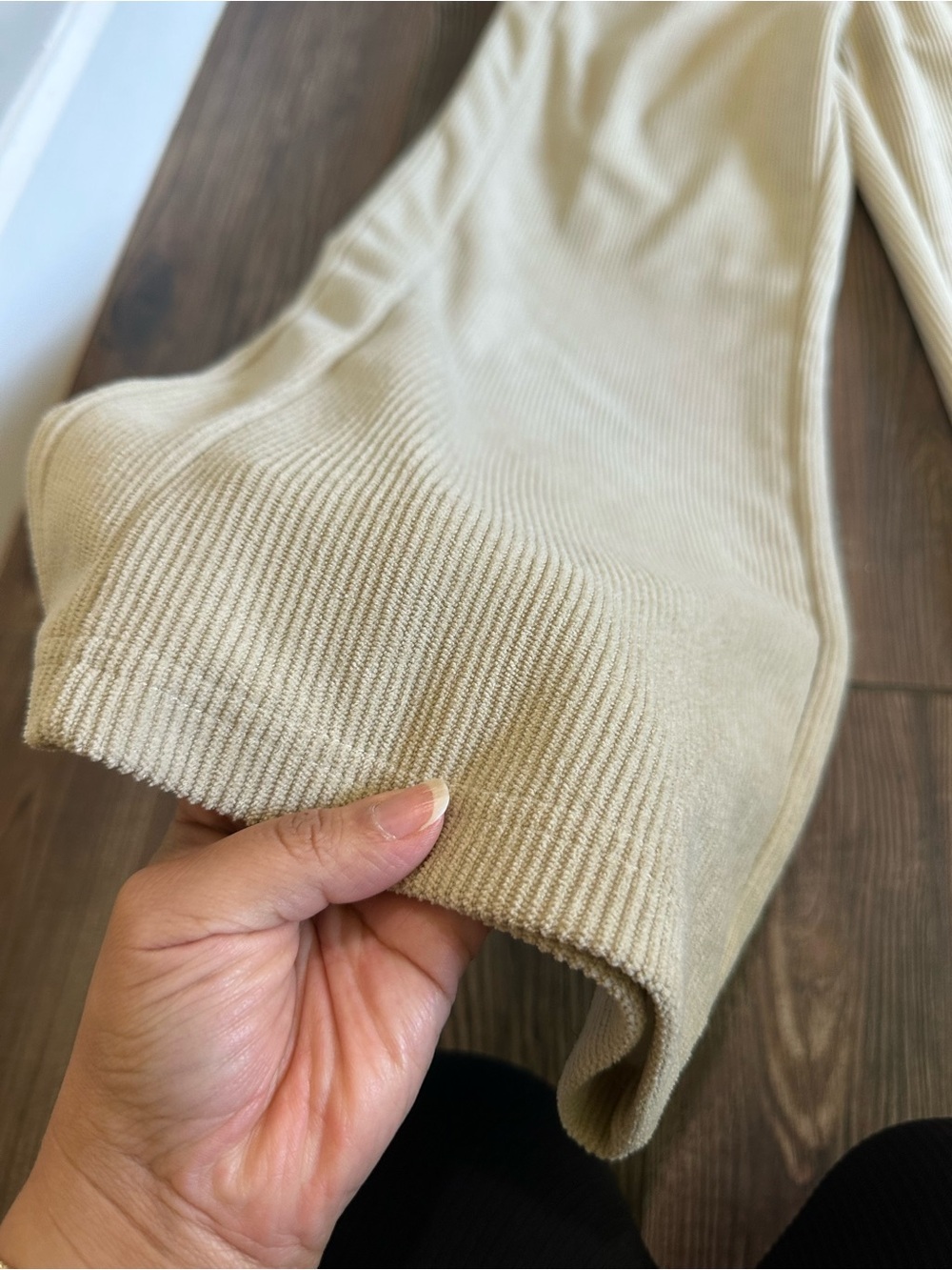 HALARA Wide-Leg Ribbed Corduroy Pants in Cream Beige - Picture 12 of 15